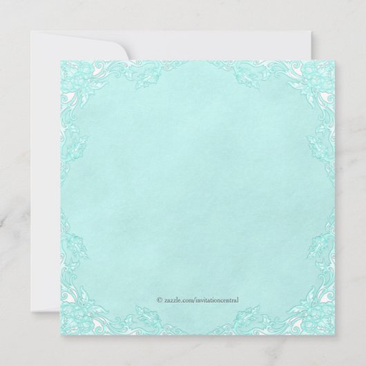 Invitation Fête des mariées bleue turquoise (Dos)