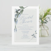 Invitation Fête des mariées bleue verte Floral (Debout devant)