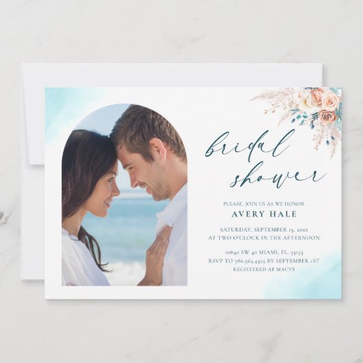 Invitation Fête des mariées Blue Beach (Devant)