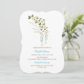 Invitation Fête des mariées Blue Champagne Cheers & Gold Hear (Debout devant)