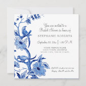 Invitation Fête des mariées Blue Chinoiserie Floral Aquarelle (Devant)