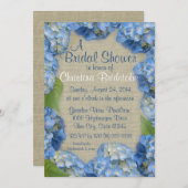 Invitation Fête des mariées Blue Hydrangea (Devant / Derrière)