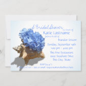 Invitation Fête des mariées Blue Hydrangea et Seashell (Devant)