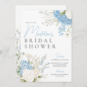 Invitation Fête des mariées Blue Hydrangeas (Devant / Derrière)