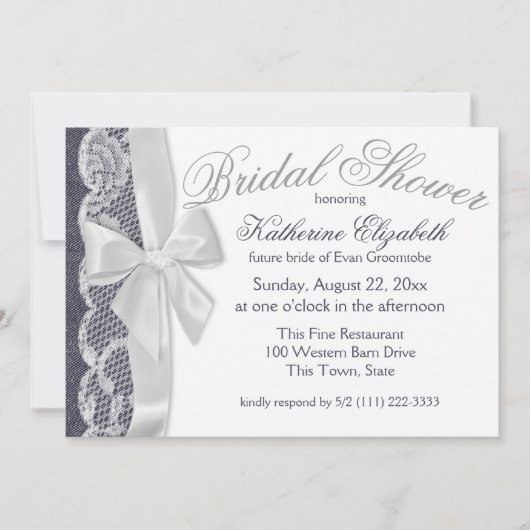 Invitation Fête des mariées Blue Jeans et Bow (Devant)