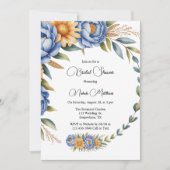 Invitation Fête des mariées Blue Peony et Yellow Daisy (Devant)