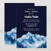 Invitation Fête des mariées Blue White Snowy Mountains (Devant / Derrière)