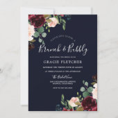 Invitation Fête des mariées Blush de la Marine Burgundy Brunc (Devant)