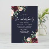 Invitation Fête des mariées Blush de la Marine Burgundy Brunc (Debout devant)