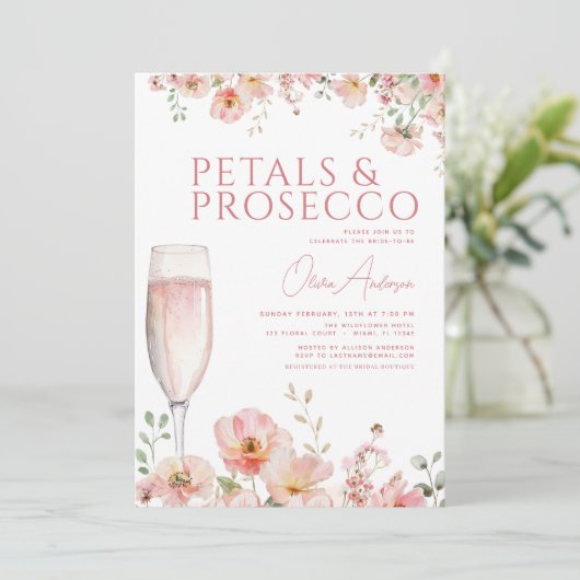 Invitation Fête des mariées Blush fleur sauvage Petals & Pros (Debout devant)