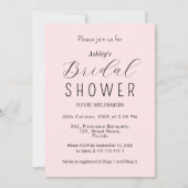 Invitation Fête des mariées Blush rose Calligraphie Invitatio (Devant)