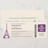 Invitation Fête des mariées Boarding Pass à Paris France (Devant / Derrière)