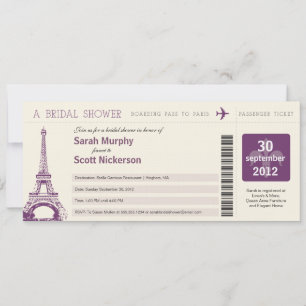 Invitation Fête des mariées Boarding Pass à Paris France
