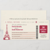 Invitation Fête des mariées Boarding Pass à Paris France (Devant / Derrière)