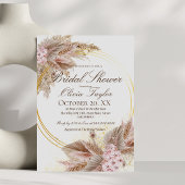 Invitation Fête des mariées Bohême Boho Pampas Rose Fleur