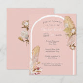 Invitation Fête des mariées Bohème Séché Palm & Pompas Grass (Devant / Derrière)