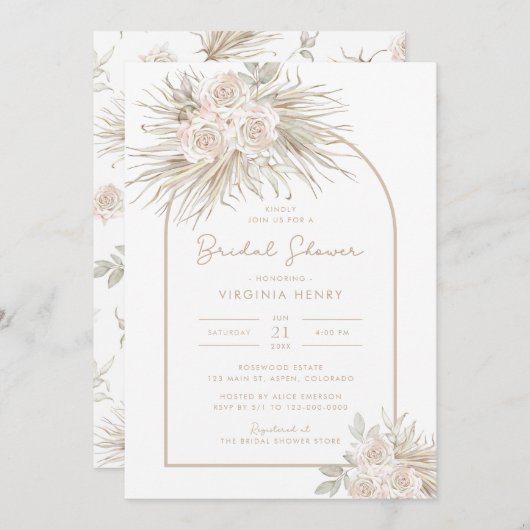 Invitation Fête des mariées Boho (Devant / Derrière)