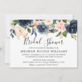 Invitation Fête des mariées Boho bleu bleu bleu rose marine (Devant)