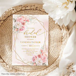 Invitation Fête des mariées Boho Blush Gold Frame 