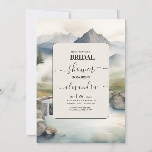 Invitation Fête des mariées Boho de la cascade de Rustic Moun (Devant)