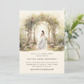 Invitation Fête des mariées Boho de la forêt d'aquarelles enc (Debout devant)