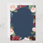 Invitation Fête des mariées Boho de la Rose bleu de la marine (Dos)