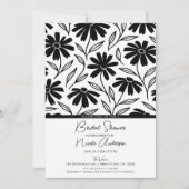 Invitation Fête des mariées Boho de marguerites d'encre noire (Devant)