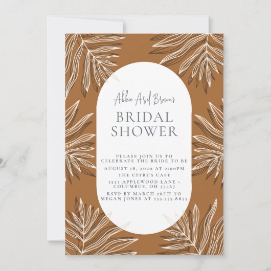 Invitation Fête des mariées Boho de script de texte minimal (Devant)