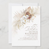 Invitation Fête des mariées Boho de terre et de fleurs blanch (Devant)