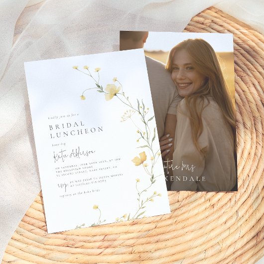 Invitation Fête des mariées Boho Elegant Fleur sauvage Jaune 