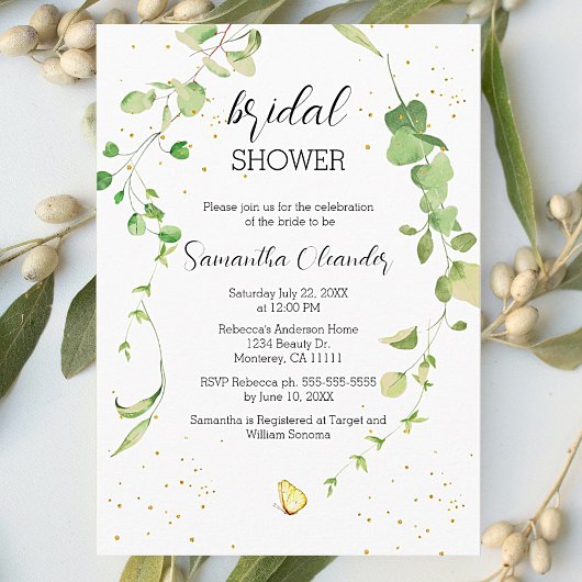 Invitation Fête des mariées Boho Eucalyptus Green