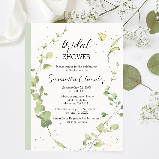 Invitation Fête des mariées Boho Eucalyptus Green