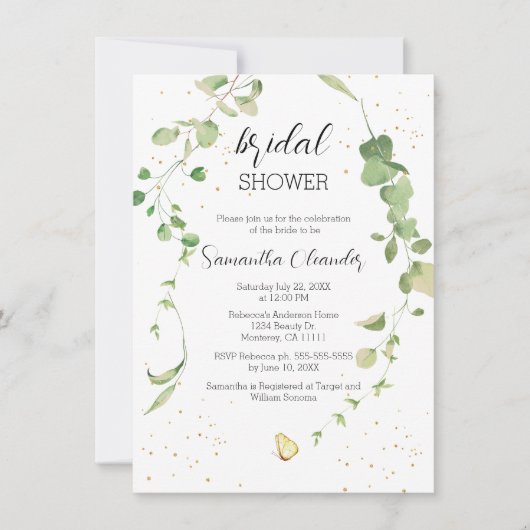 Invitation Fête des mariées Boho Eucalyptus Green (Devant)