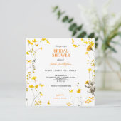 Invitation Fête des mariées Boho Fleur sauvage Jaune (Debout devant)