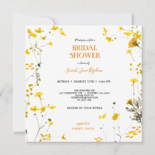 Invitation Fête des mariées Boho Fleur sauvage Jaune