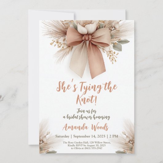 Invitation Fête des mariées Boho Floral Bow (Devant)