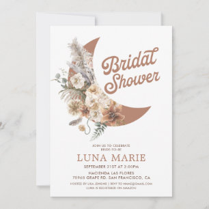 Invitation Fête des mariées Boho Floral Moon