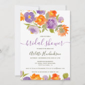 Invitation Fête des mariées Boho Floral violet d'été (Devant)