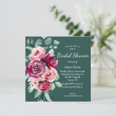 Invitation Fête des mariées Boho foncé vert, bordeaux et bleu (Debout devant)