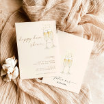 Invitation Fête des mariées Boho Happy Hour<br><div class="desc">Cette belle invitation à la douche nuptiale Happy Hour présente des flûtes de champagne aquarelle peintes à la main et est parfaite pour donner le ton à votre douche de style bohème ! Modifiez facilement la plupart des termes pour correspondre à votre événement! La plupart du texte et toutes les...</div>