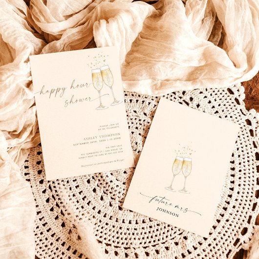 Invitation Fête des mariées Boho Happy Hour