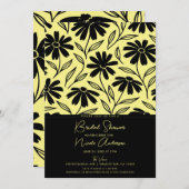 Invitation Fête des mariées Boho jaune noir (Devant / Derrière)
