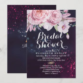 Invitation Fête des mariées Boho Plumes florales & Lumières v (Devant / Derrière)