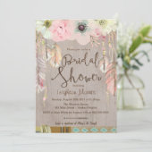 Invitation Fête des mariées Boho, Plumes tribales (Debout devant)