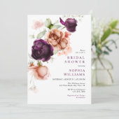 Invitation Fête des mariées Boho Purple & Peach Flowers (Debout devant)