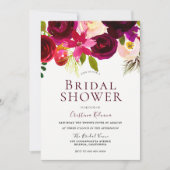 Invitation Fête des mariées boho rouge bourguignon moderne (Devant)