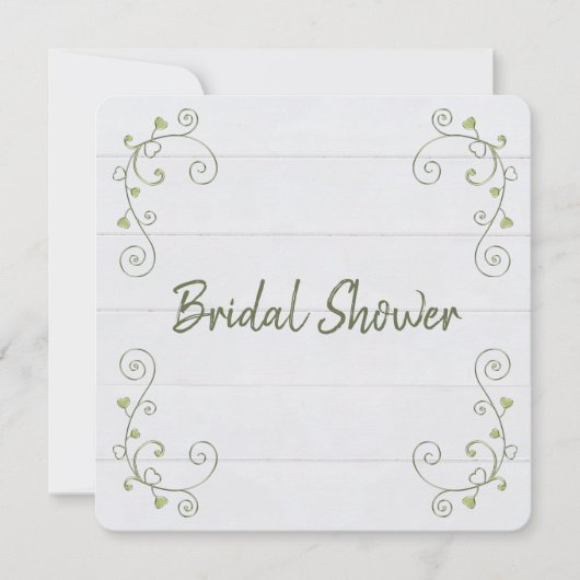 Invitation Fête des mariées Bois blanc (Devant)