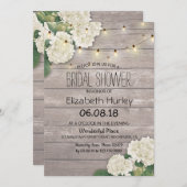 Invitation Fête des mariées Bois rustique Lumières Hydrangea (Devant / Derrière)