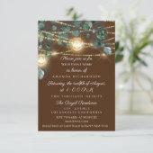 Invitation Fête des mariées Bois Rustique Or Bronze Jars Lumi (Debout devant)