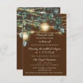 Invitation Fête des mariées Bois Rustique Or Bronze Jars Lumi (Devant / Derrière)